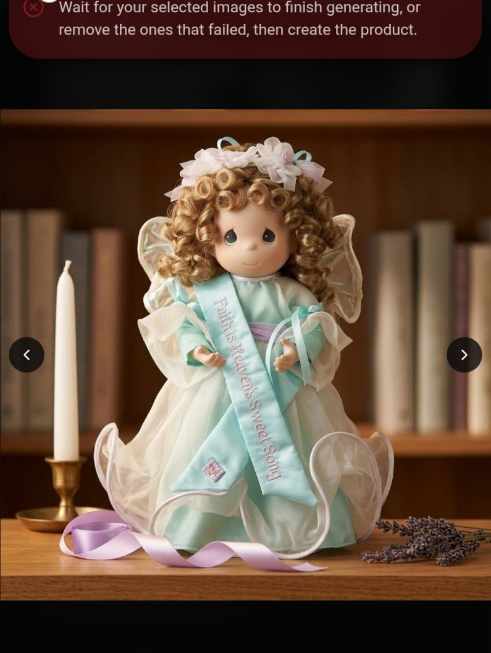 Precious Moments Porcelain Angel Doll in Light Blue with White Overlay
